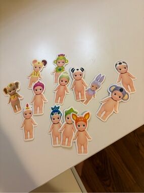 Collectible Sonny Angel Sticker Set - Colorful Assorted Animal Hats